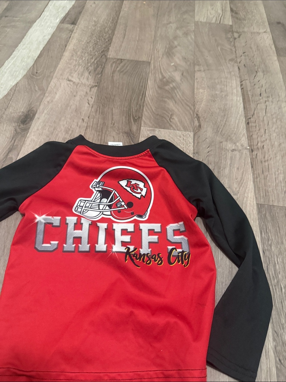 NFL Kansas City Chiefs Red and Black Long-Sleeve Tee for Kids